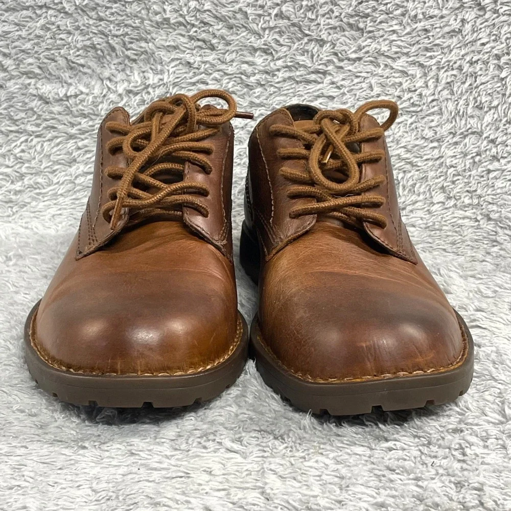 Born Mens Comfort Oxford Shoes 8.5M Brown Leather Lace Up Lug Sole